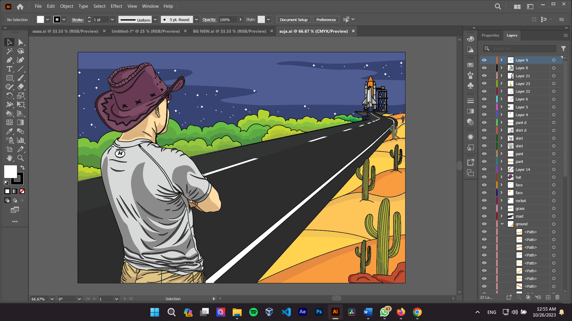 Rocket Launchpad Highway — Sci-Fi Vector Art
